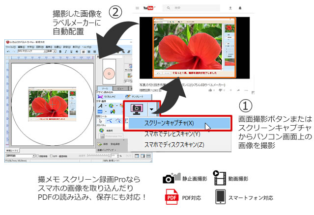 撮メモスクリーン録画Pro連携イメージ