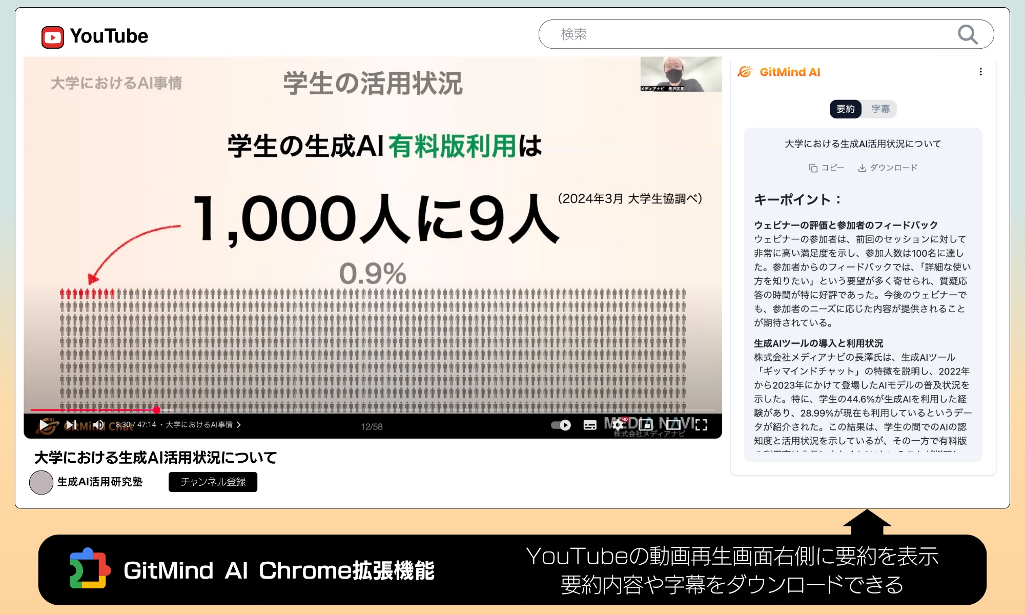 YouTube要約、マインドマップ化、Chrome機能拡張