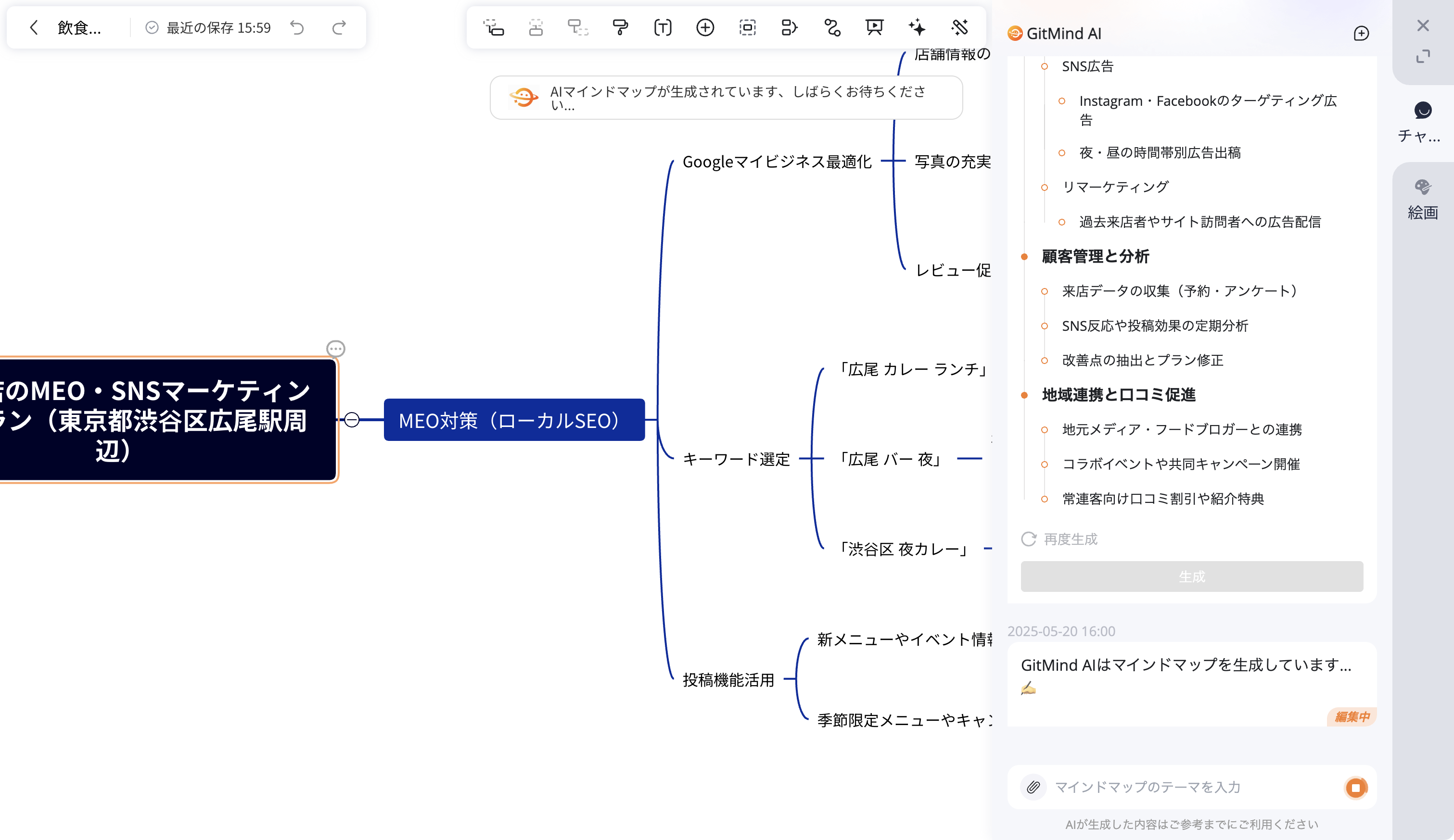 *プロンプトからマインドマップ（完成）