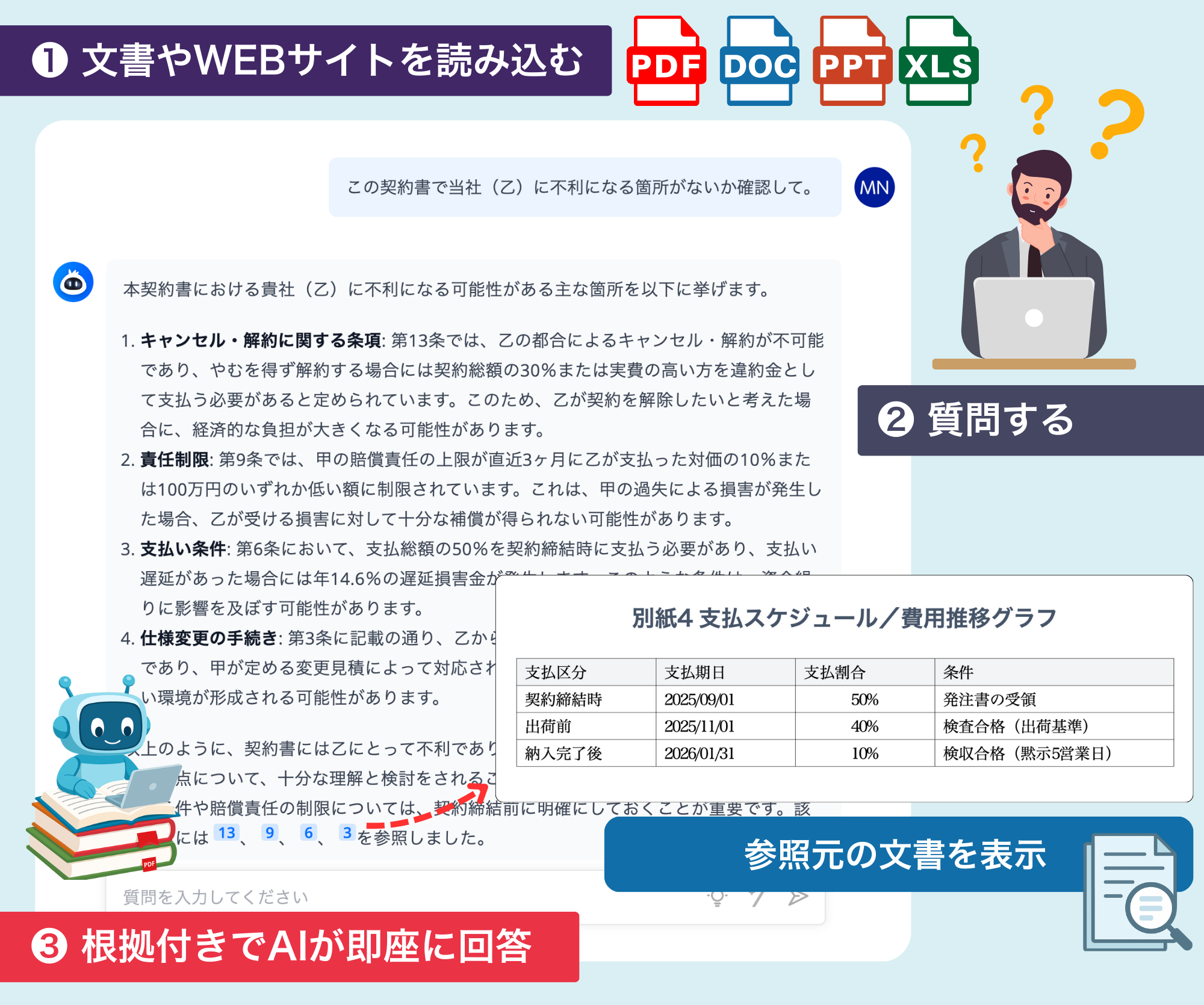 AI文書チャット画面イメージ